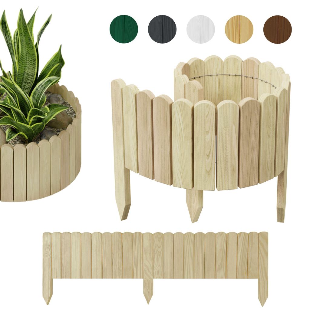 be4nature Flexible Rollborder aus Holz 100 x 40 cm Beige Unimprägnierte Beeteinfassung aus Kiefernholz Beetumrandung Gartenzaun Palisade Rollzaun