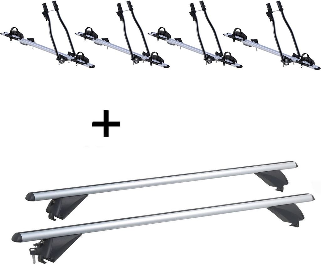4x Fahrradträger SAGITTAR + Alu Dachträger RB003 kompatibel mit für Peugeot 5008 (5Türer) ab 2017