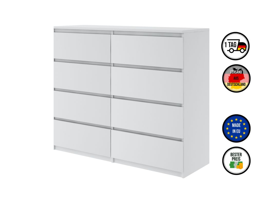 Kommode mit 8 Schubladen 120cm Sideboard Wohnzimmer Produktbild 