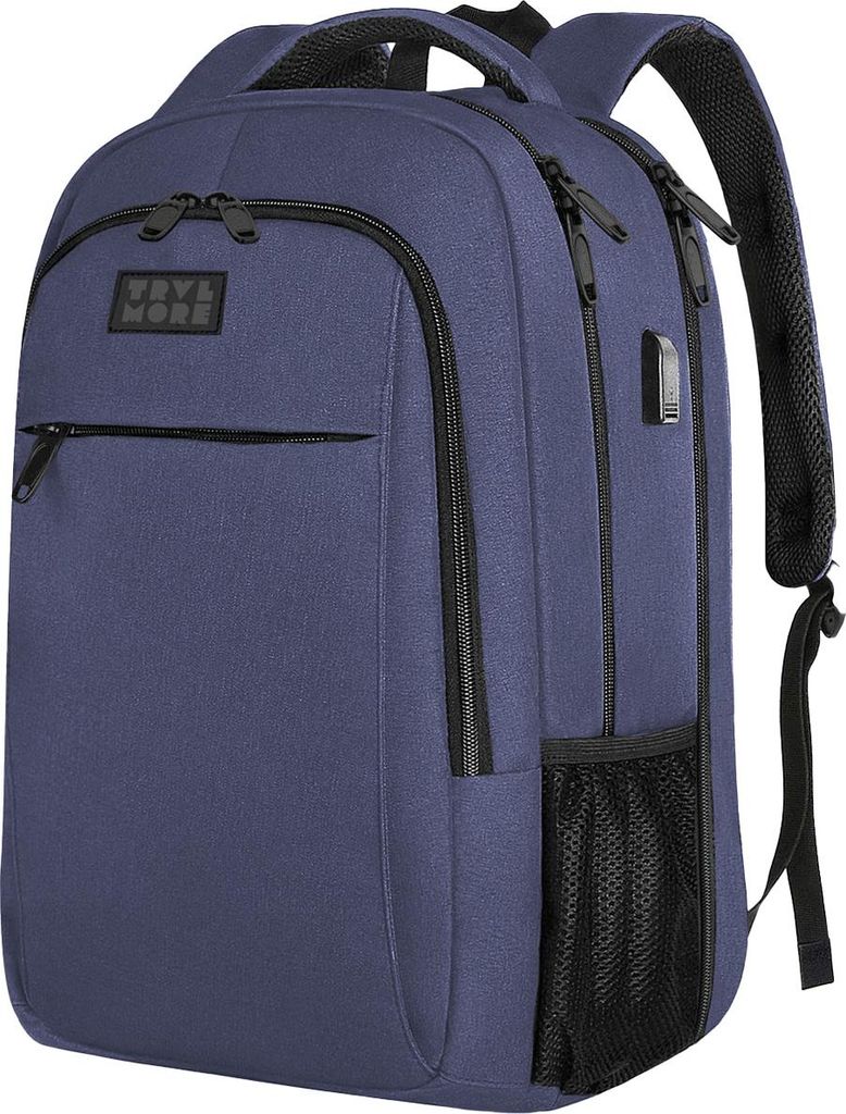 TRVLMORE 28L Rucksack - Rucksack mit 15,6 Zoll Laptopfach - Schulrucksack - Spritzwassergeschützt - Herren und Damen - Jungen und Mädchen - Blau