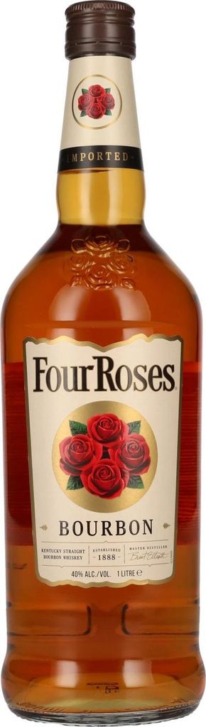 A bottle of Four Roses Bourbon whiskey.