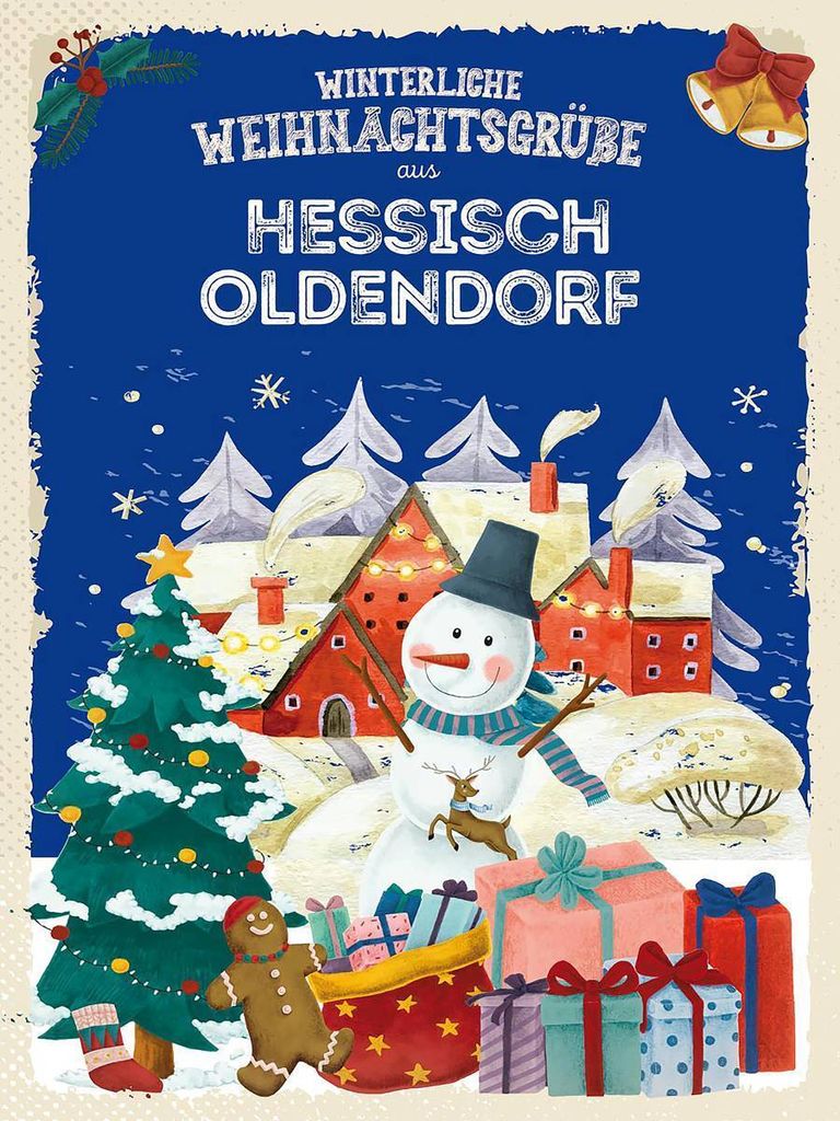 vianmo Holzschild 40x30 cm Weihnachtsgrüße HESSISCH Produktbild 