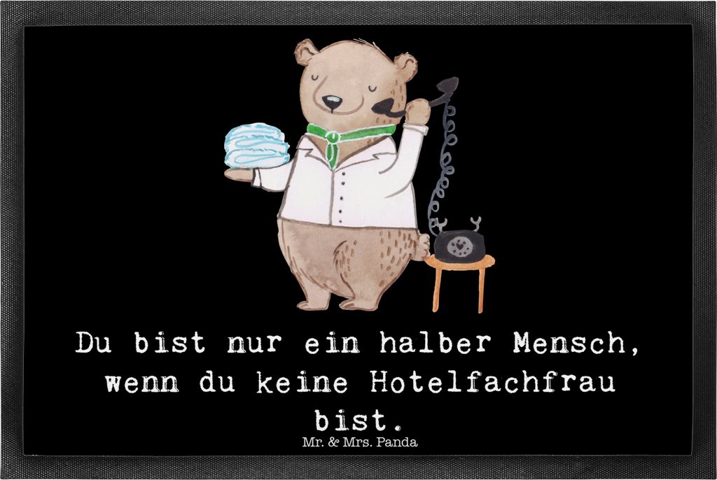 Mr. & Mrs. Panda Schmutzmatte Hotelfachfrau Herz 40 x 60 cm - Schwarz - Geschenk, Schmutzfangmatte, Hotelier, Schuhabstreifer, Fussmatte, Türmatte...