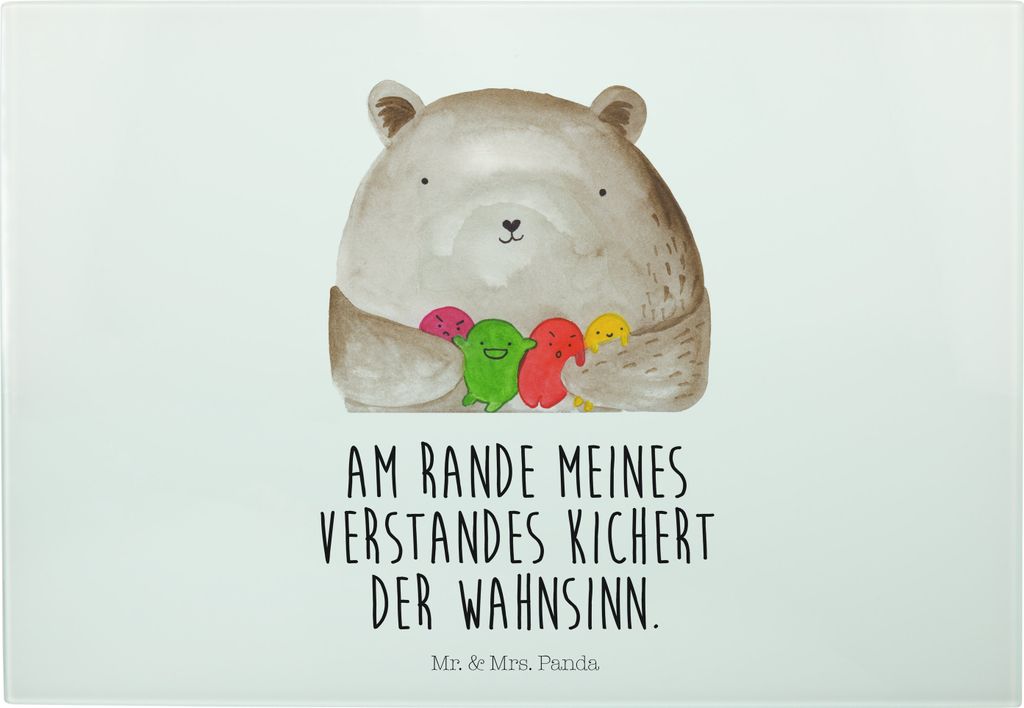 Mr. & Mrs. Panda Schneidebrett Bär Gefühl - Weiß - Geschenk, vesperbrett, Servierplatte, schneidbrett, Frühstücksbrett, Teddy, Durchgedreht, V...