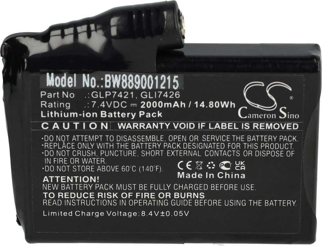vhbw Akku kompatibel mit Glovii Heated Pants, GP1R, GJ1G, GXB, GJ1R, GP1C, GJ1, GP1G, GJ1C, GXR, GP1 beheizbaren Handschuhen (2000 mAh, 7,4 V, Li-Ion)