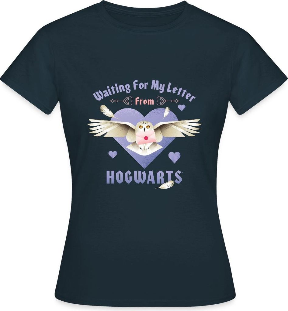 Spreadshirt Harry Potter Hedwig Spruch Brief Aus Hogwarts Frauen T-Shirt, M, Navy