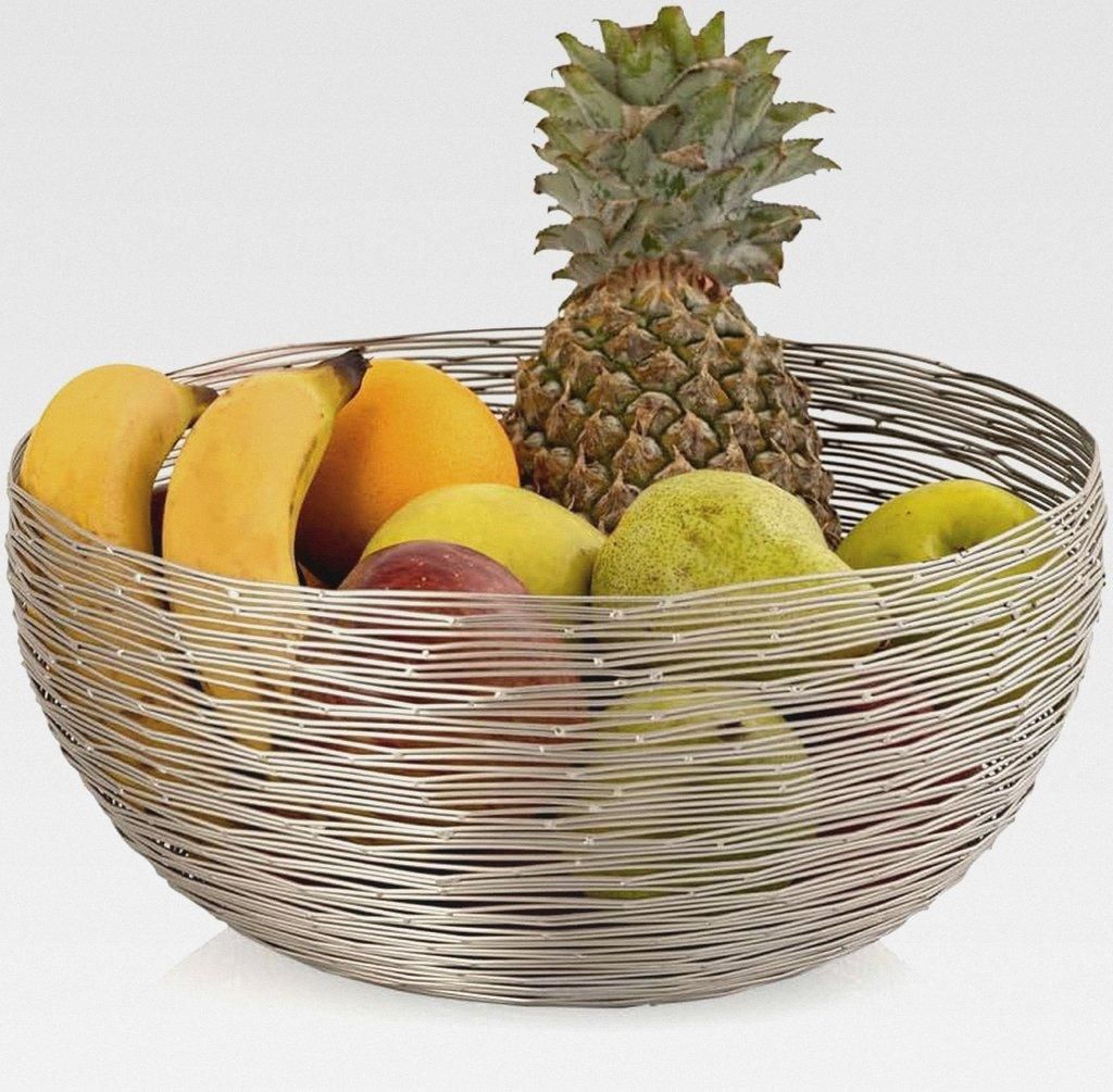 Obstkorb ø 30 cm H 13 cm Brotkorb Obstschale Metall rund Silber o. Gold dollce Metall Drahtstruktur Farbe Silber