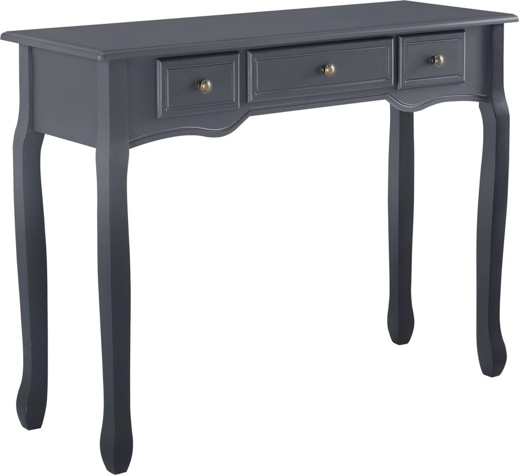 In And OutdoorMatch Konsolentisch Ernest - Beistelltisch - Mit 3 Schubladen - 100x35x78 cm - Dunkelgrau - Modernes Design
