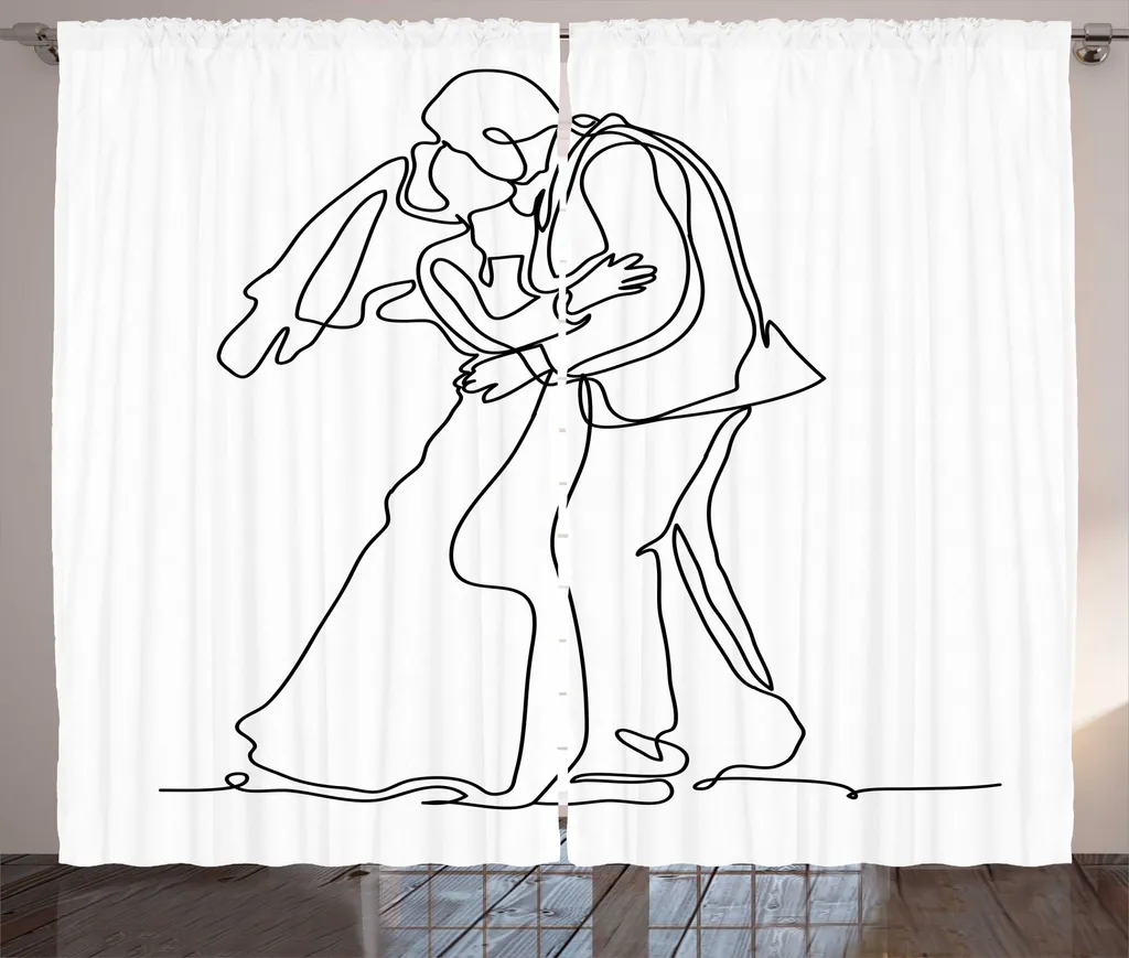 Habillage de Fenêtre Salon Rideau Romantique Couple 280x225 cm avec Attaches