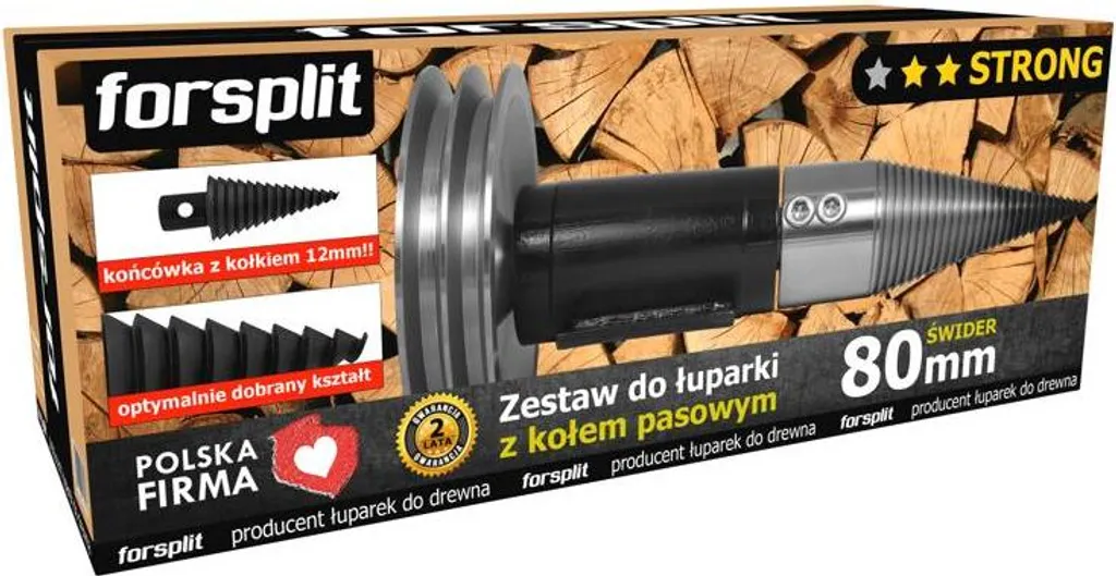 Vis sans fin 80 mm avec poulie de transmission pour fendeuse à bois