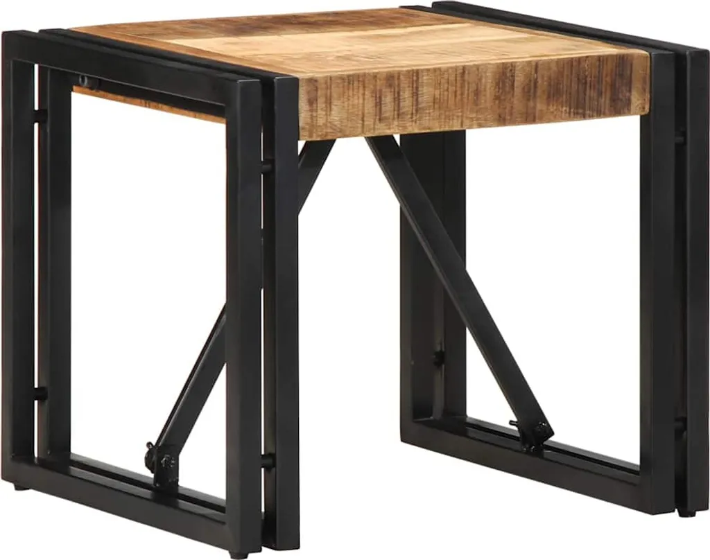 Tavolino 40x40x35 cm Legno Massiccio Mango Grezzo | Arredo Rustico