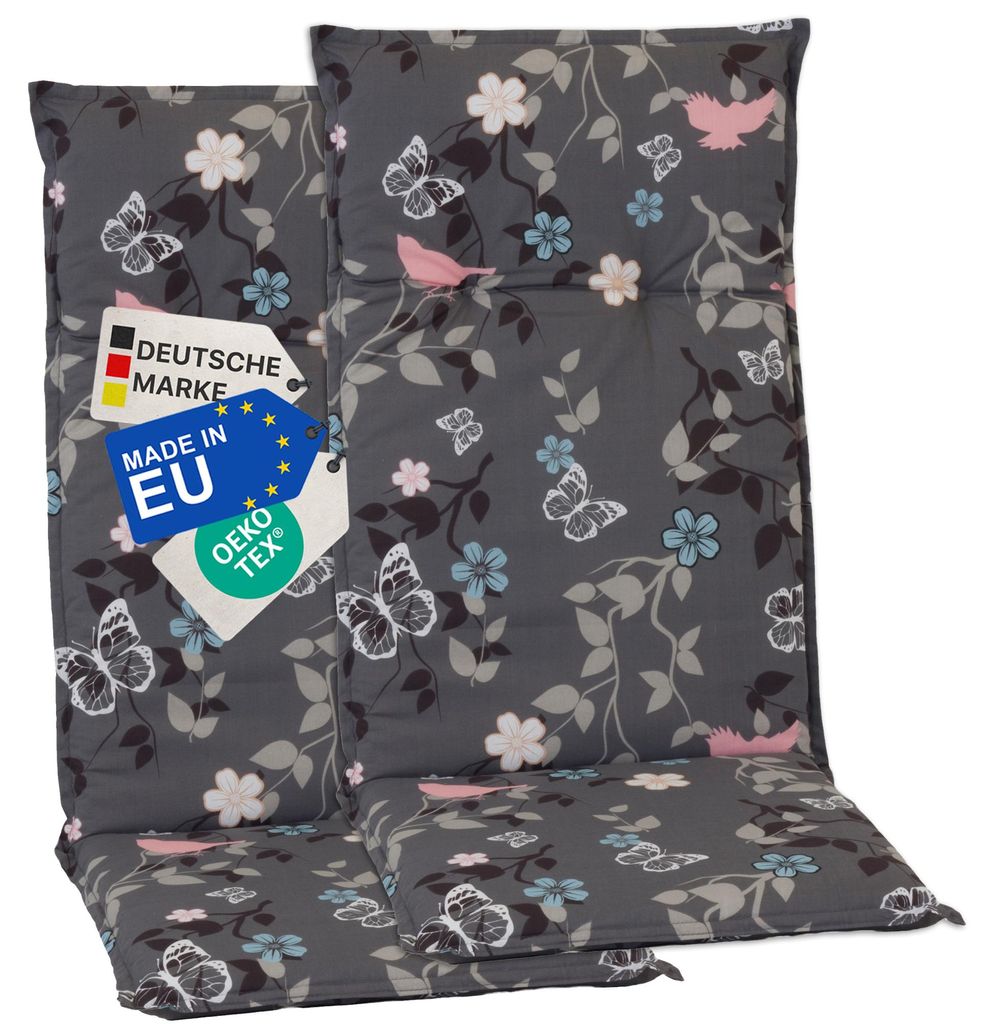 NYVI Gartenstuhl Auflagen Hochlehner 2er Set Barcelona - UV-Beständig, Atmungsaktiv, Strapazierfähig - Hochlehnerauflagen Sitzkissen Outdoor - Si...