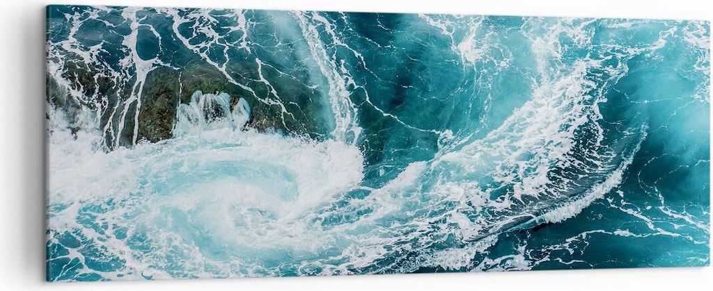 Bild auf Leinwand - Leinwandbild - Wasser Stein Welle - 140x50cm - Wand Bild - Wanddeko - Leinwanddruck - Bilder - Kunstdruck - Wanddekoration - Le...