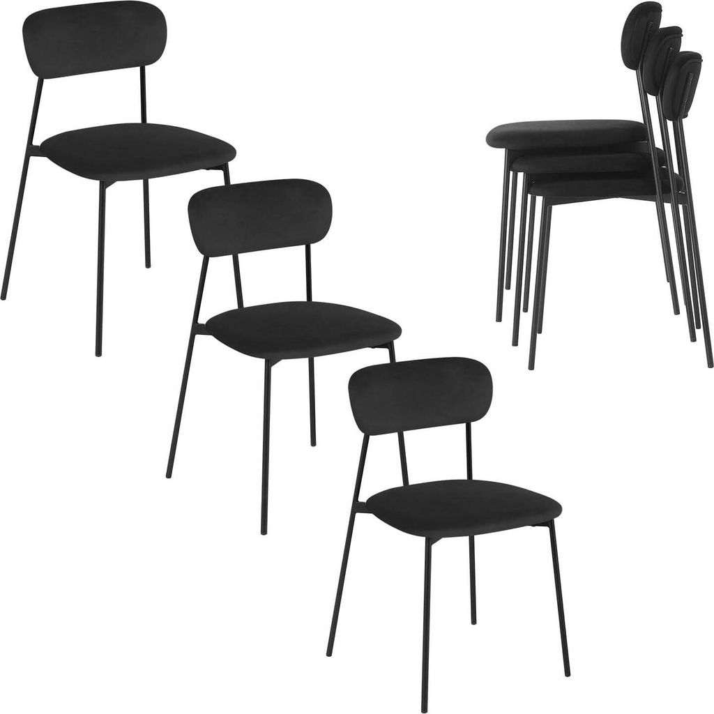 Esszimmerstühle, Schminktisch Stuhl, für Esszimmer Küche Wohnzimmer, Metallbeine, Samt Sitz : Schwarz 6 Farbe: Schwarz Stückzahl: 6