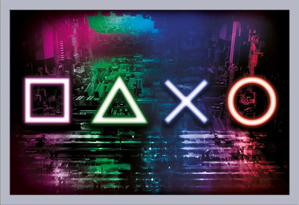 Regalo Gaming Perfetto: Poster Neon Controller con Cornice Argento