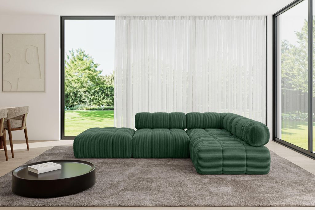 ALTDECOR Modulares Sofa Ecksofa in L-Form - Favio-L1 - 285x190x70 cm Grün universal, links/rechts Corner modular Sofa Eckcouch Couch Wohnlandschaf...