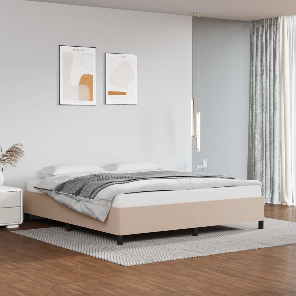 vidaXL Bettgestell Cappuccino Braun 160x200 cm Kunstleder - Bettgestell - Bettgestelle - Bett - Schlafzimmermöbel