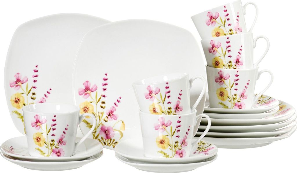 Ritzenhoff & Breker Malve Kaffeeservice, 18-tlg., Geschirrset, Kaffee Service, Porzellan, Weiß, 422702