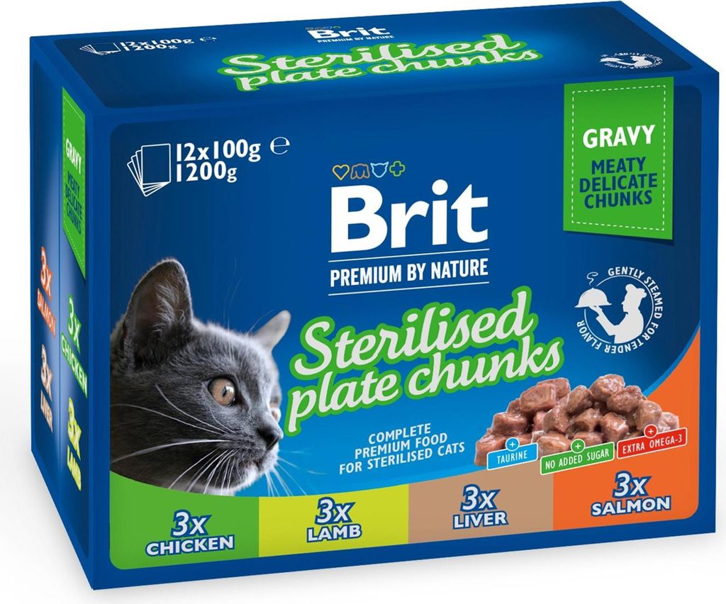 Brit Cat Beutel STERILE PLATE 1200g 12x100g Produktbild 