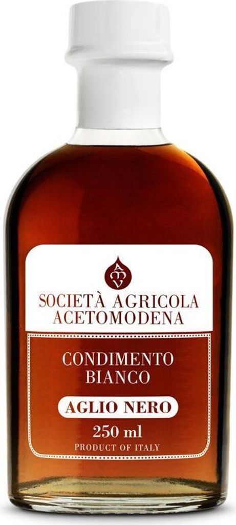 Condimento Bianco, Aglio Nero, Weißer Würz Essig mit Knoblauch, 250 ml, Società Agricola AcetoModena