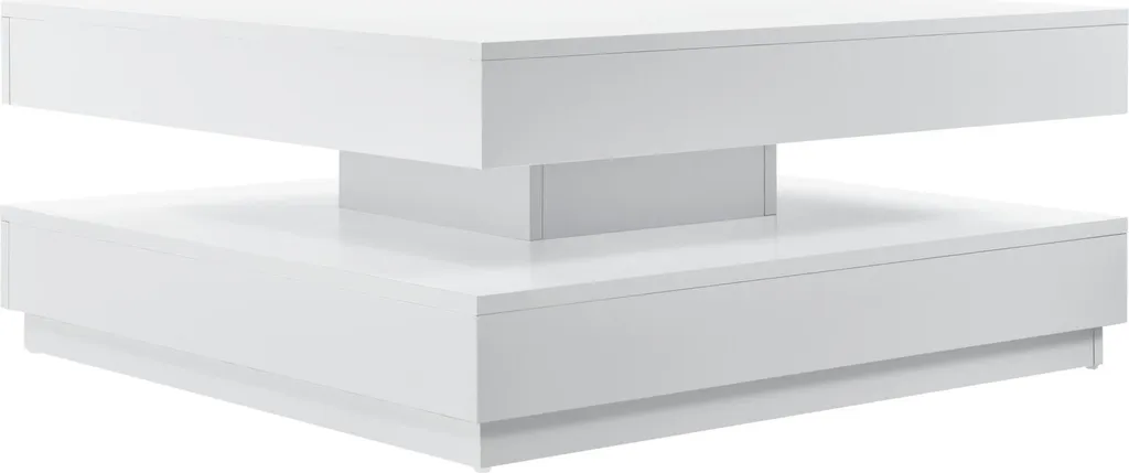 Tavolino Florenz Bianco 76x76x38 cm Piano Girevole | Arredo Soggiorno