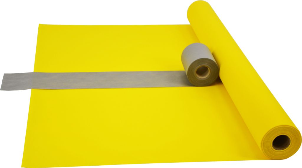 Sensalux Kombi-Set 1 Tischdeckenrolle 1,5m x 25m gelb + Tischläufer 15cm grau
