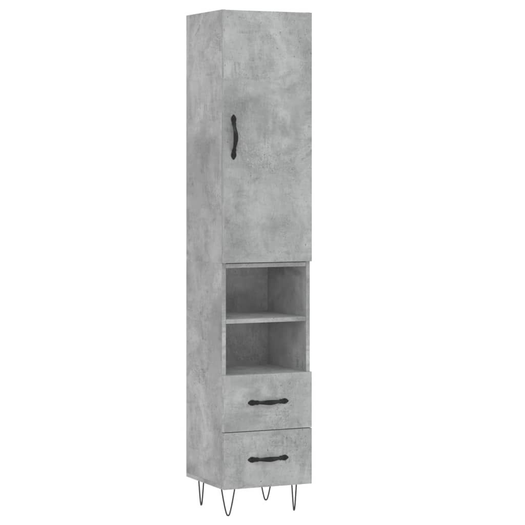 SYFAX Highboard Betongrau 34,5x34x180 cm Holzwerkstoff