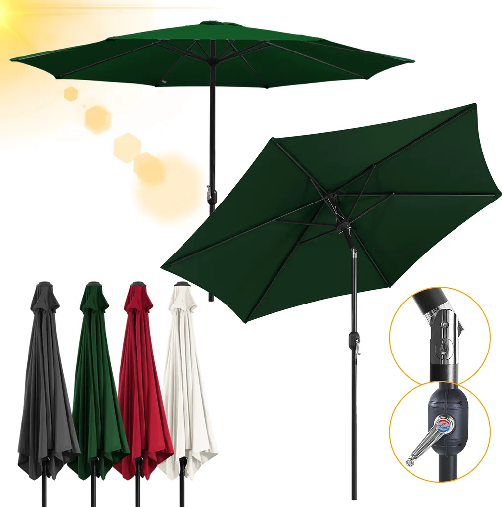 Yakimz ombrellone Ø3,5m ombrellone da giardino ombrellone da patio ombrellone a sbalzo ombrellone da spiaggia - verde