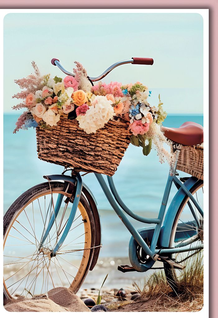 Ohne Text Grußkarte mit Briefumschlag Nostalgiefahrrad im Sand