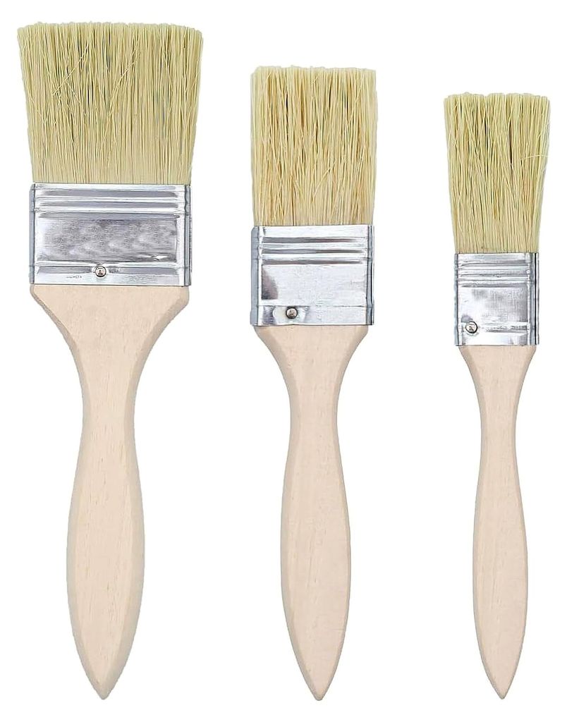 3-teiliges Pinselset, Malerpinsel, Flachpinsel, Breite 23/35/43 mm, Holzgriff für Farbe, Ölmalerei, Beize, Leim, Kleber, geeignet für Dekoration...