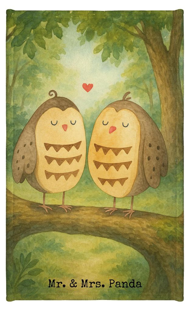 Mr. & Mrs. Panda Handtuch Eulen Liebe Design - Weiß - Geschenk, badezimmer, Gästetuch, Paar, Eule, Frotteetuch, Gästehandtuch 30x50, Spruch, Klein
