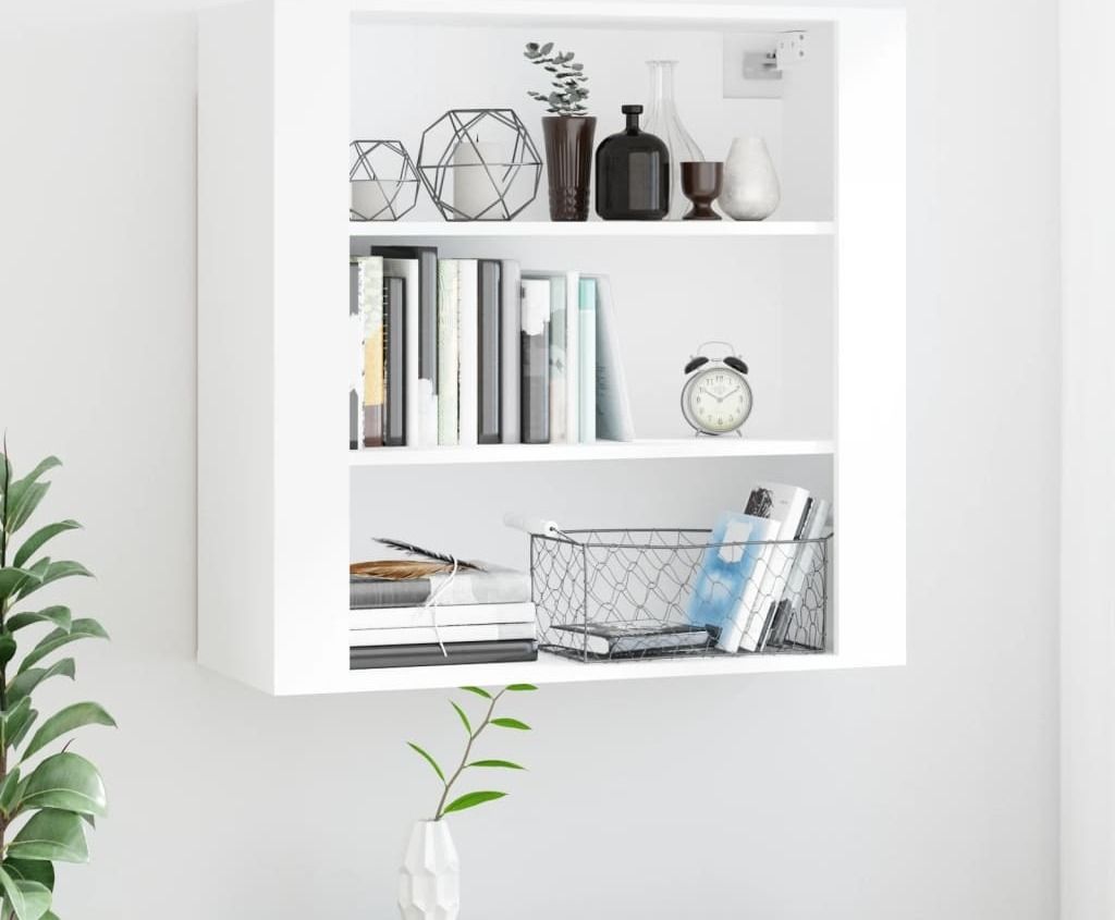 The Living Store Wandschrank Weiß 80x33x80 cm Holzwerkstoff