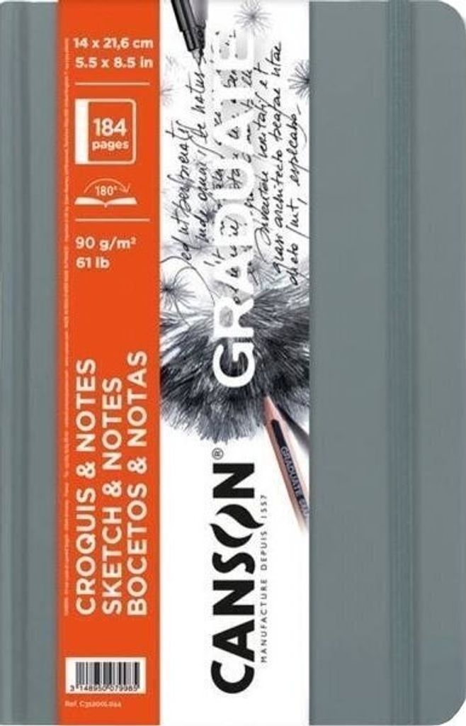 CANSON Skizzenbuch GRADUATE SKETCH & NOTES 140 x 216 mm 92 Blatt hellgrau