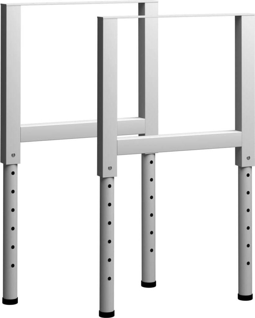 The Living Store Werkbankgestell Verstellbar 2 Stk. Metall 55x(69-95,5) cm Grau