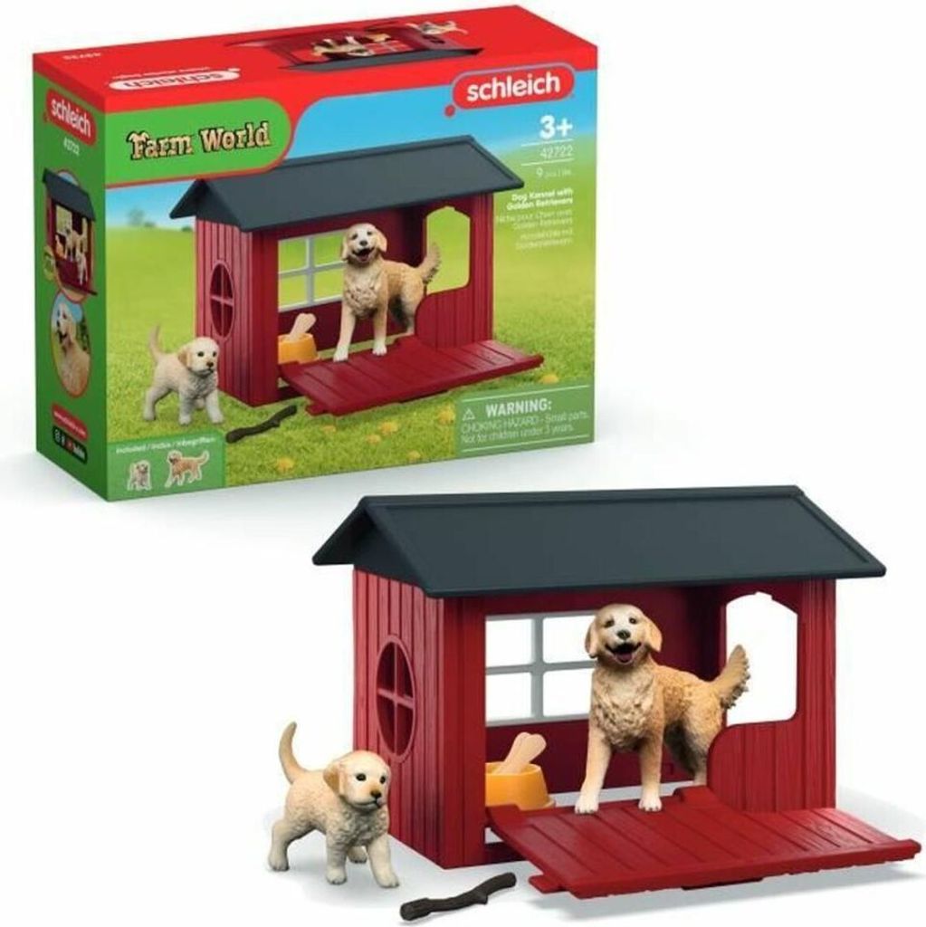 schleich FARM WORLD Hundehütte mit Goldenretrievern, Tier, Produktbild 