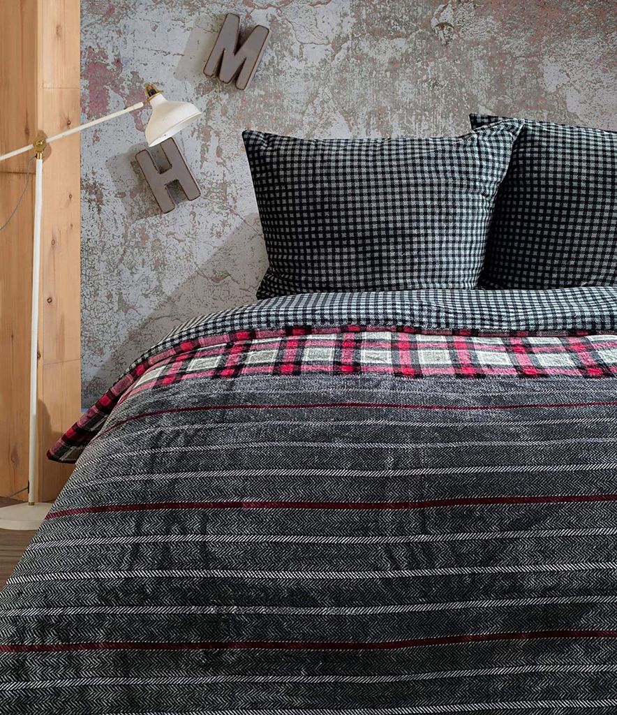 One-home Winter Bettwäsche Bordeaux - Teddy Plüsch Flauschig Warm 135x200cm