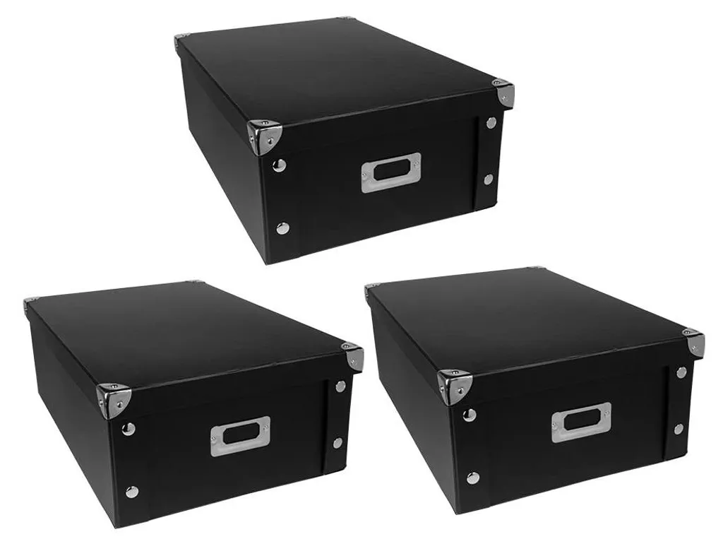 Boîtes Rangement Bureau 16L - 3 Pièces Pliables avec Couvercle Métal/Carton