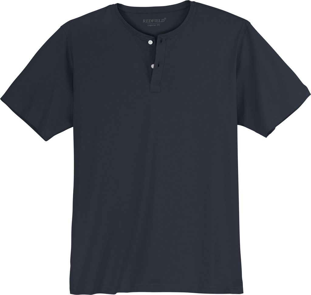 Redfield T-Shirt navy mit Knopfleiste Übergröße