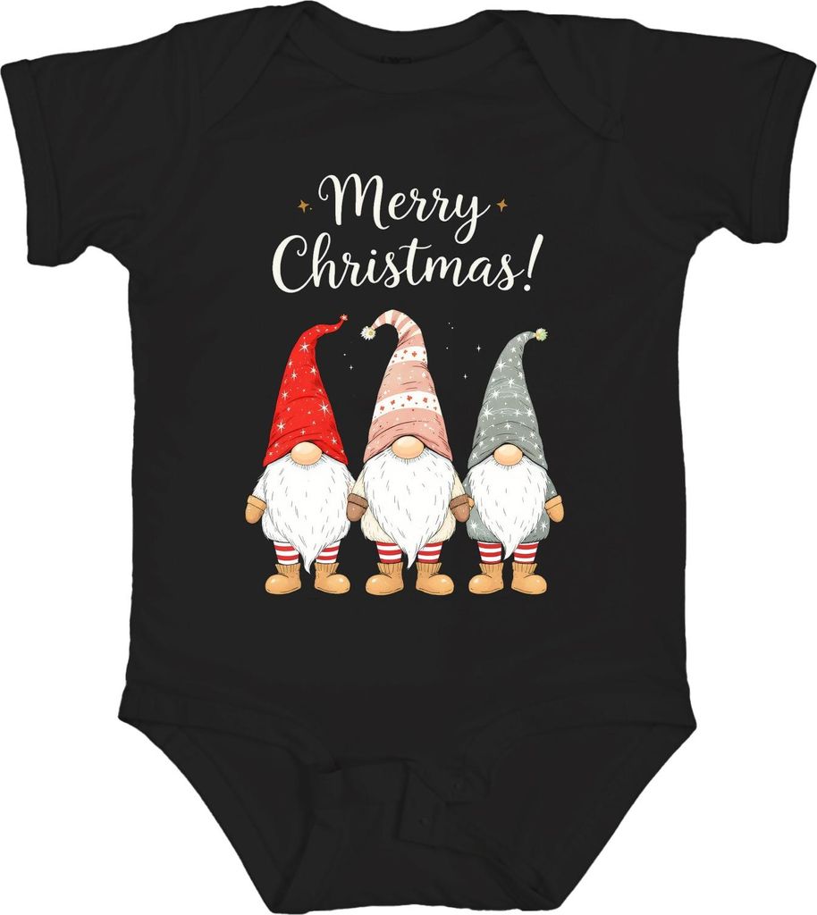 Merry Christmas! Weihnachtswichtel Gnome niedlich Weihnachten Unisex Baby Body, Schwarz, 6/12