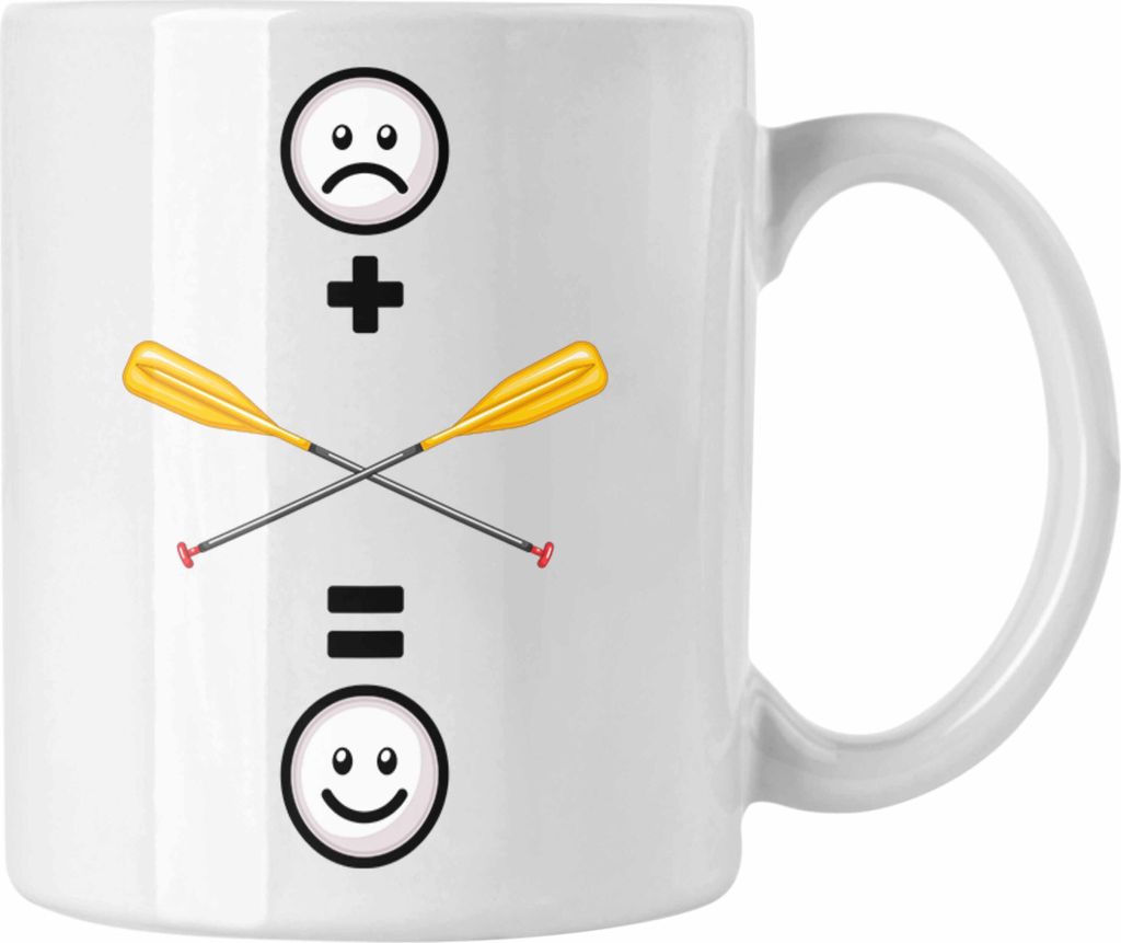 Trendation - Wildwasser Rafting Tasse Geschenk für Wildwasser Rafting Lustige Geschenkidee :( + Rafting = :) Geburtstag (Weiß)