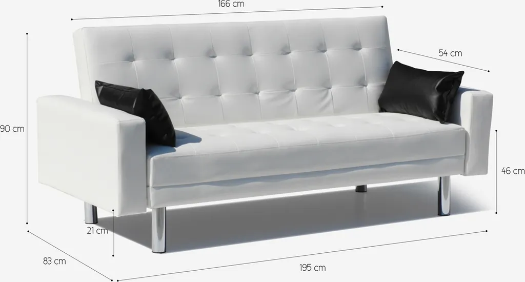 Canapé convertible Agata 2 places blanc - Solution gain de place idéale