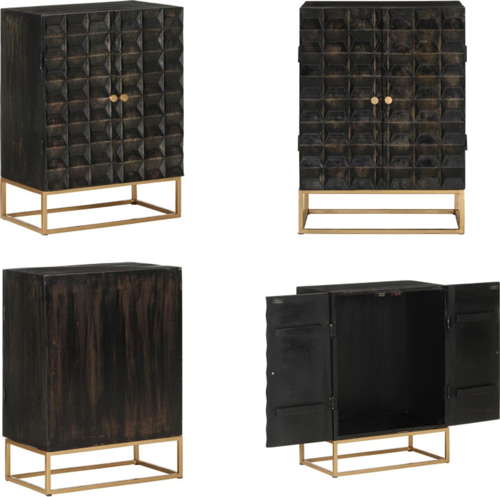 vidaXL Sideboard Schwarz 55x34x75 cm Massivholz Mango und Eisen - Sideboard - Sideboards - Kommode - Anrichte