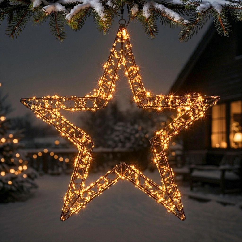 LED Metall Stern schwarz mit Twinkle Effekt für Außen mit Produktbild 