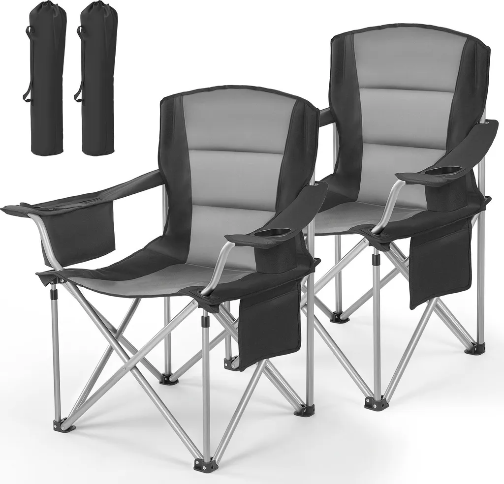 SucceBuy Lot de 2 Chaises de Camping Pliantes XXL Charge 204kg Robustes