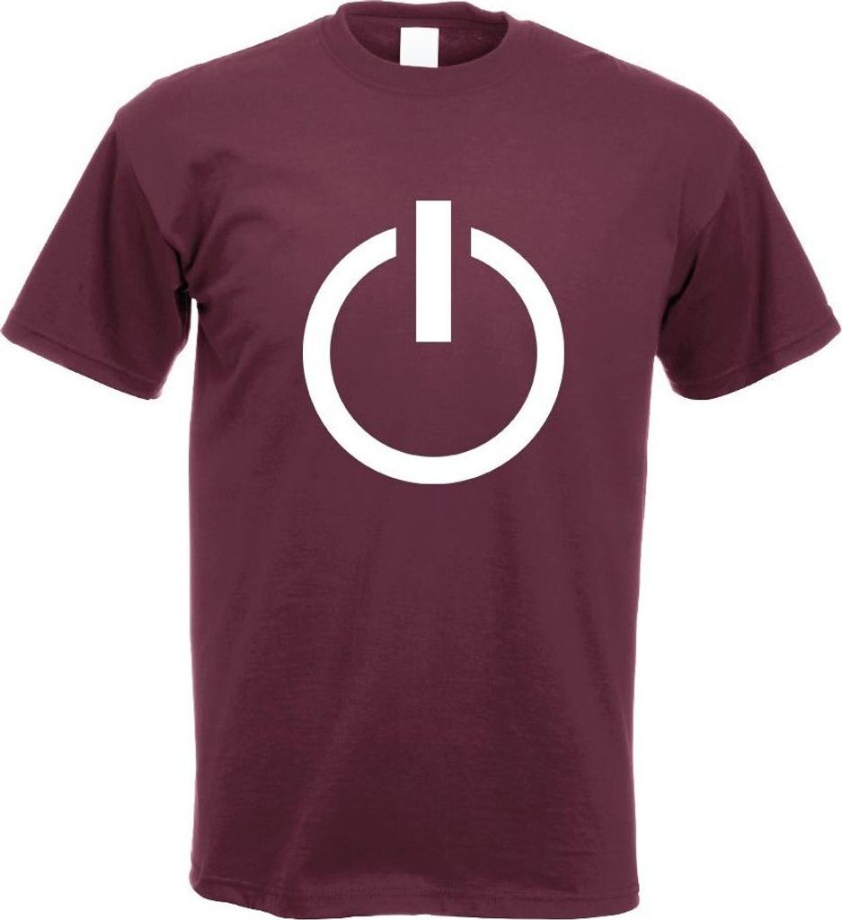 Kiwistar - T-Shirt - Burgund - Power Off - An - u. Ausschalter Motiv Bedruckt Funshirt Design Print - mit Motiv Bedruckt - Funshirt Design - Sport ...