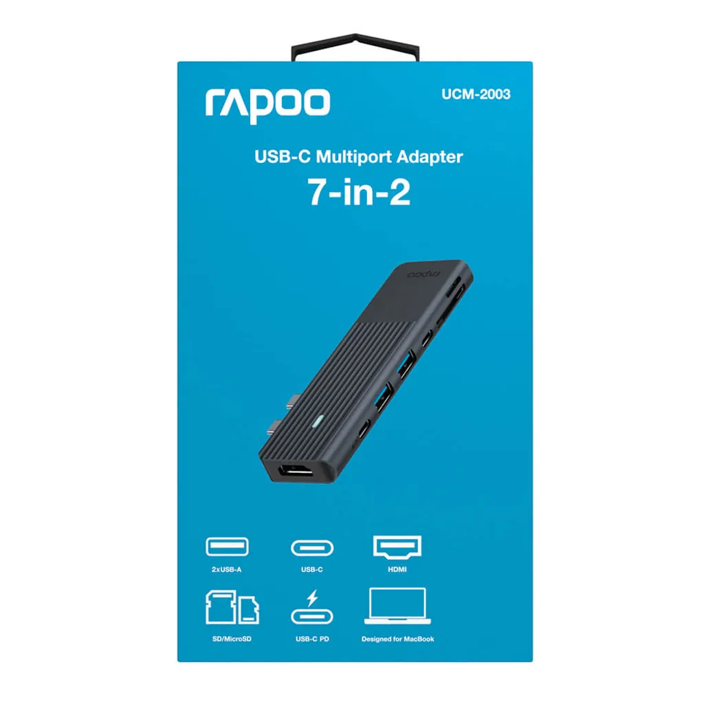 Rapoo Adaptateur Multiport USB-C 7-en-2 Gris Sidéral pour MacBook Pro - 13