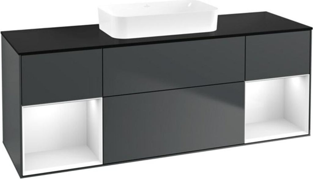 V&B Waschtischunterschrank Finion 160x60,3x50,1cm, Rg g w La, md bl. m Lac