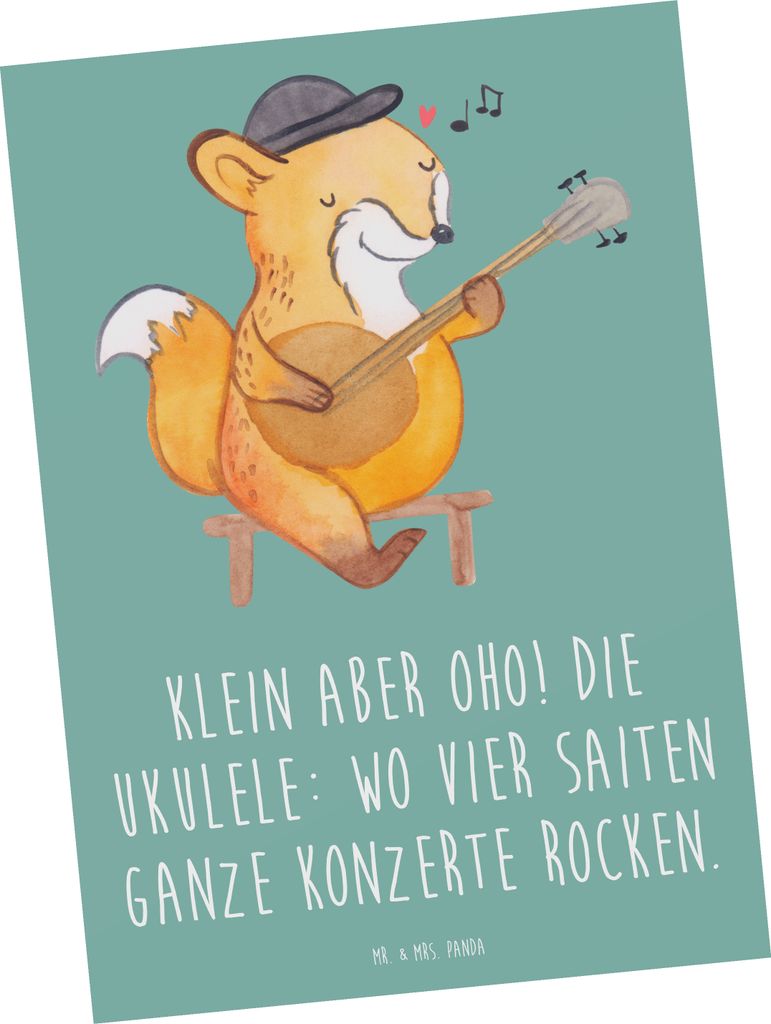 Mr. & Mrs. Panda Postkarte Ukulele Magie - Meeresbrise - Geschenk, Lieder, Musik, Instrument, Saiteninstrument, machen, Musikunterricht, Grußkarte...
