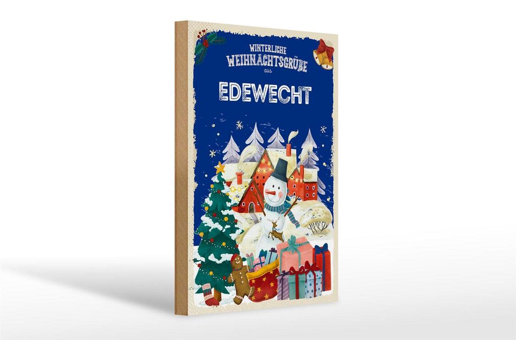 Holzschild Weihnachtsgrüße EDEWECHT Geschenk 20x30cm