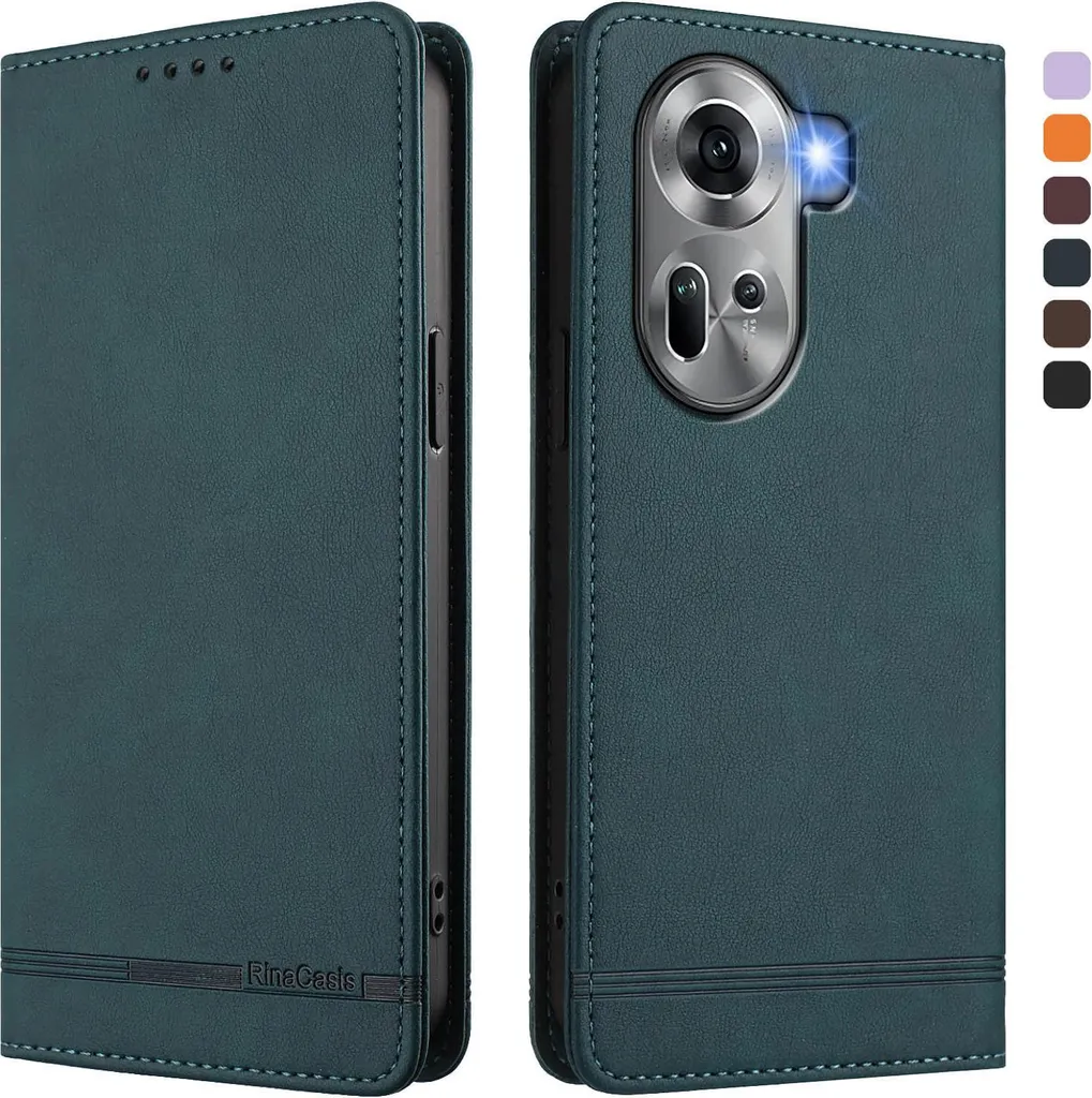 Custodia Elegante Verde per Oppo Reno11 5G: Stile Flip in Eco-Pelle